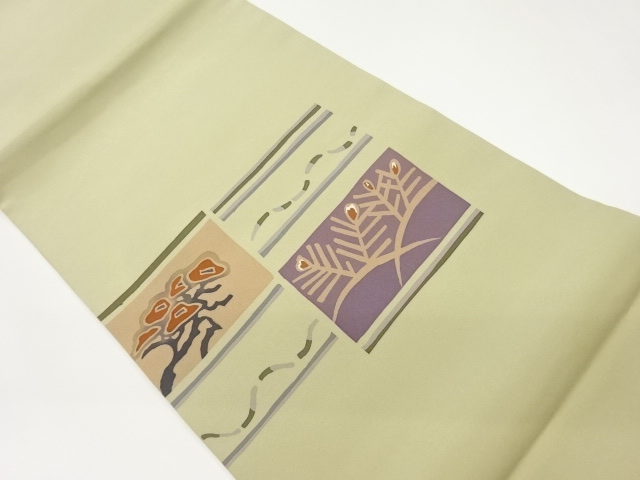 JAPANESE HIRAKI NAGOYA OBI / SHIOZE / LEAVES